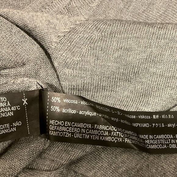 Zara Knit Gray Knit Top Long Sleeves Women's Medium Super Soft - Picture 4 of 7